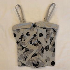 WESC Women Gray Geometric Graphic Tank Top Size Small